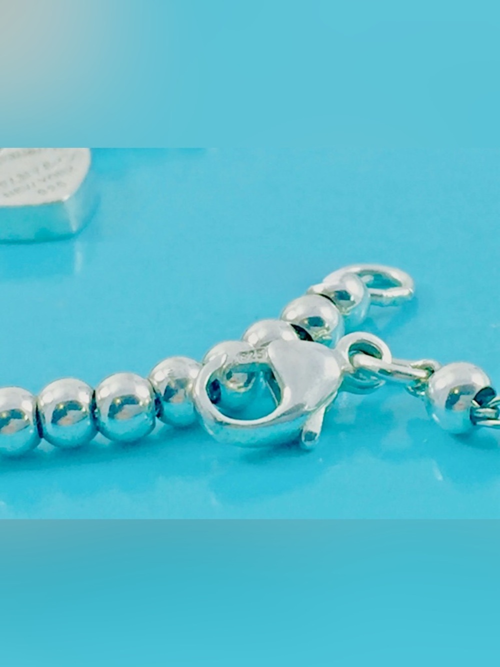 Rare Tiffany & Co Mini Heart Padlock Bead Bracelet Sterling Silver Retired Sz 7” - Picture 5 of 6